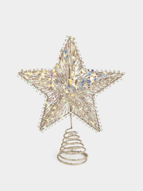 Шыршаға арналған жұлдыз, 20х25 см, жарықтандырылған, пластик/металл, шампан, Жұлдыздар, Christmas sparkle, image-0