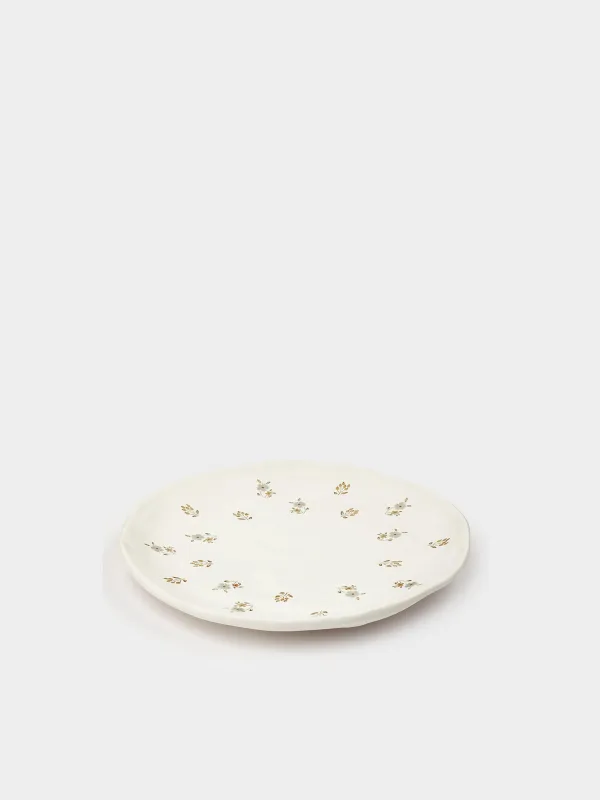 Ыдыс, 23 см, керамика, сүт түстес, ескірген гүлдер, La flore, image-0