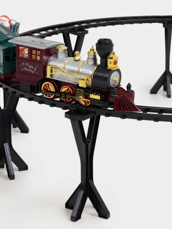 Железная дорога игрушечная, L, музыкальная, с подсветкой/дымом, на подставке, пластик, Game rail, image-3
