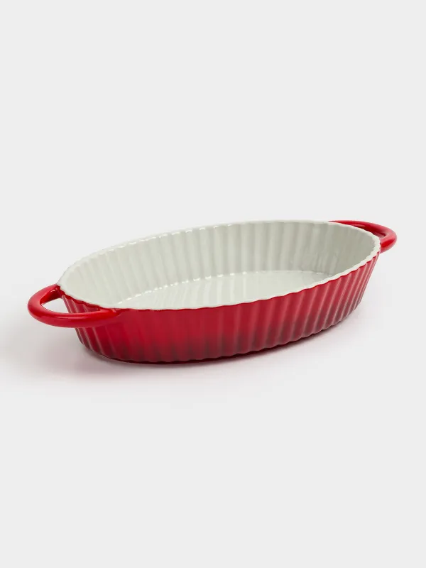 Пісіруге арналған қалып, 31х21 см, керамика, сопақ, сүт түстес, қою қызыл, Cakes gradient, image-5