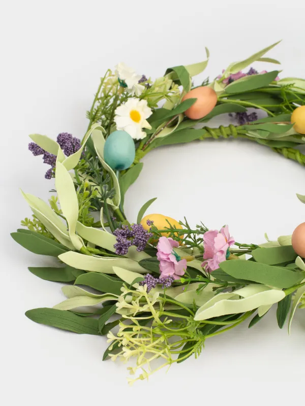 Венок декоративный, 35 см, Цветы и пасхальные яйца, Easter decor, image-5