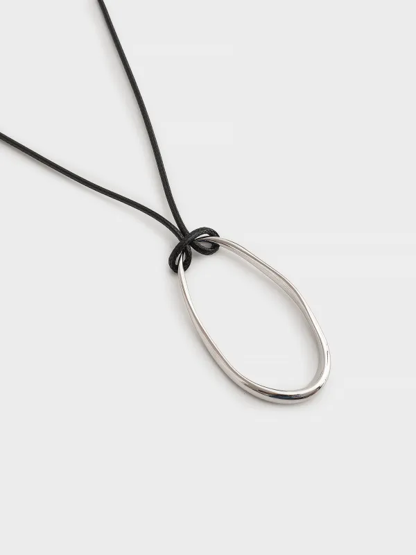 Цепочка-шнурок, 1 м, с подвеской, нейлон/металл, серебристая, Jewelry, image-1