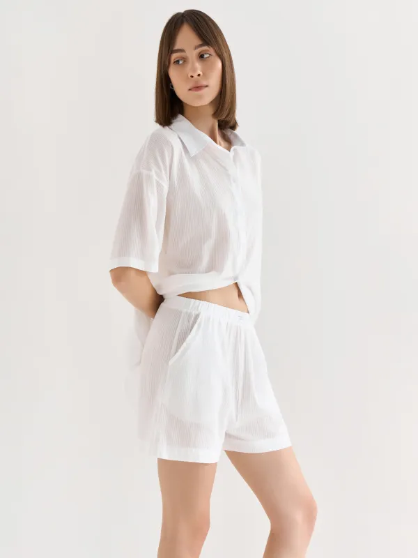 Әйелдер шорттары, үйге арналған, өлшемі L, мақта, ақ, Жолақтар, Leticia, image-3