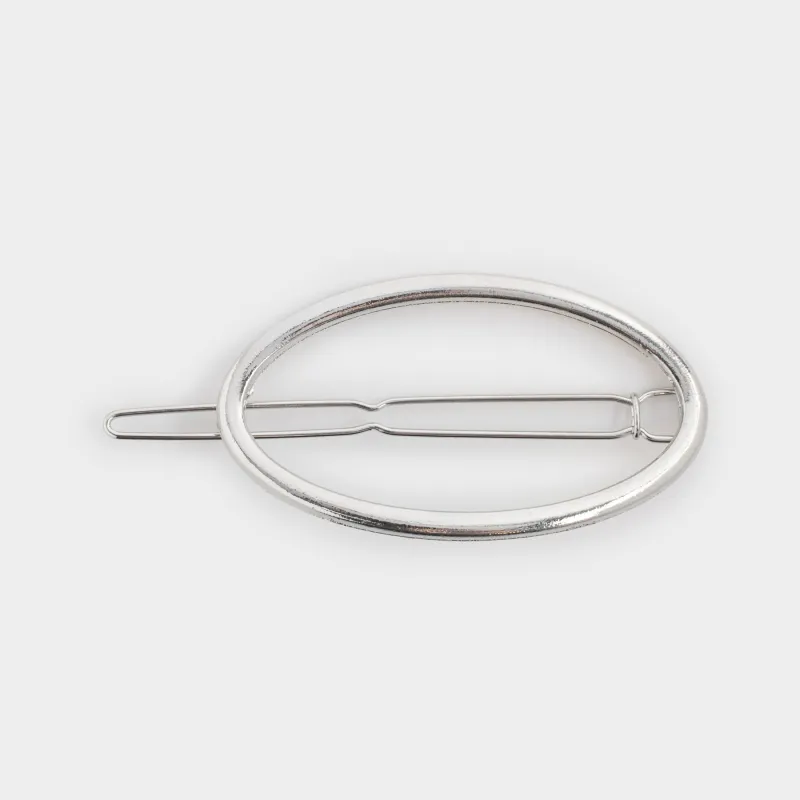 Шаш қыстырғыш, 7 см, металл, күміс, сопақ, шаш сәні