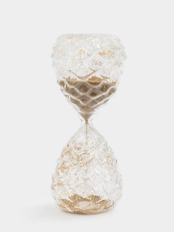 Құм сағаты, 15 см, 15 минут, ішінде жылтыры бар, құм қолданылған шыны, Шырша бүршіктері, Sand time, image-3