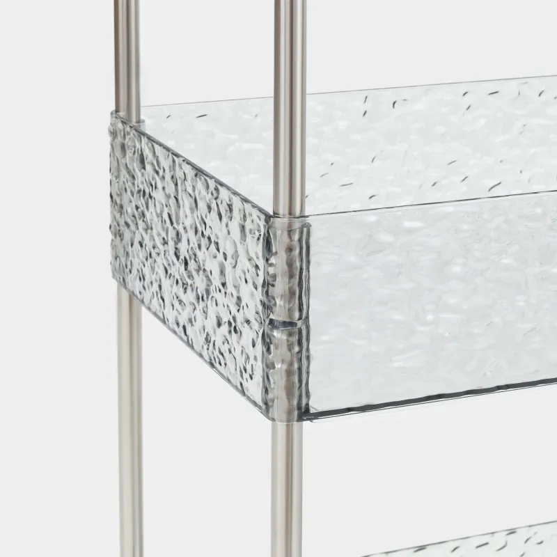 Сөре, 3 деңгейлі, 40х22х63 см, дөңгелектері бар, себеттері бар, пластик, сұр, Renaissance clear, image-2