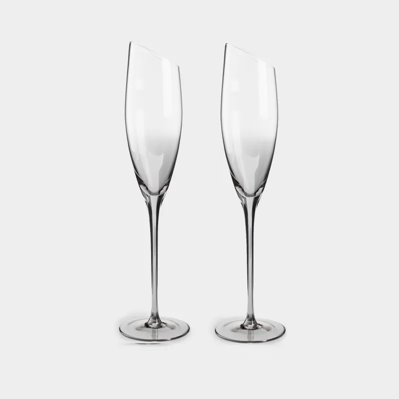 Шампан бокалы, 180 мл, 2 дана, шыны, сұр, Charm l Color