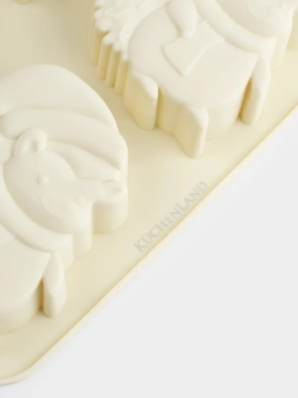 Форма для выпечки кексов, 27х16 см, 6 отд, силикон, молочная, Ежики, Bakery, image-4