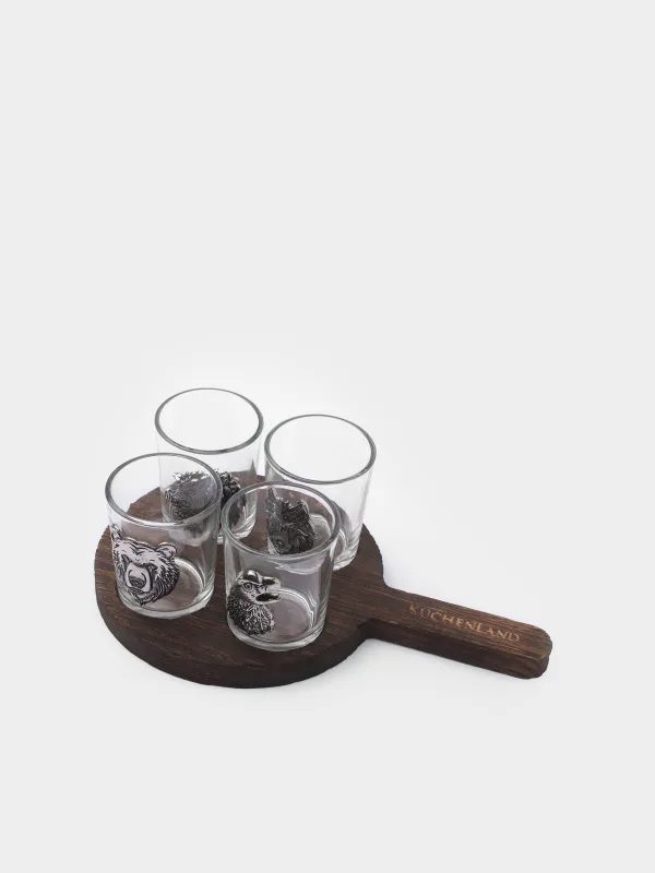 Стопка для водки, 4 шт, на подставке, Lux elements decor, image-1