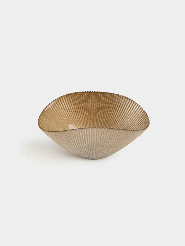 Жеміс вазасы, 27х12 см, шыны Р, алтын түстес, Ribby color, image-1