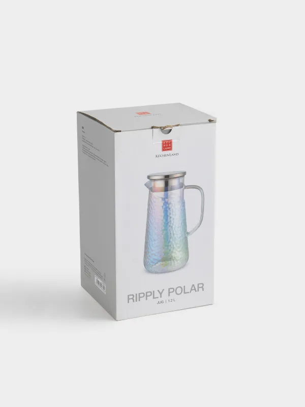 Құмыра, 1,2 л, сүзгі қақпағы, пайдаланылған шыны/болат, меруерт, Ripply polar, image-5