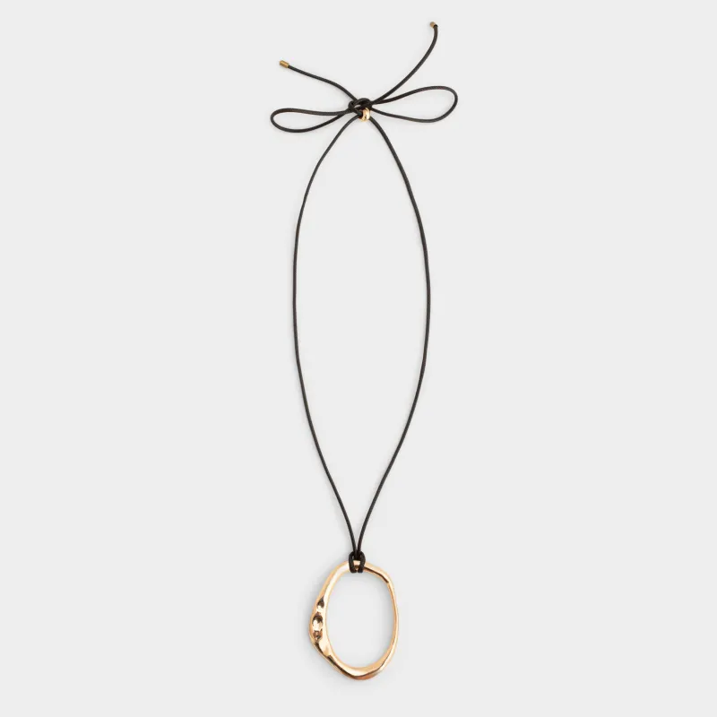 Цепочка-шнурок, 90 см, с подвеской, нейлон/металл, золотистая, Jewelry