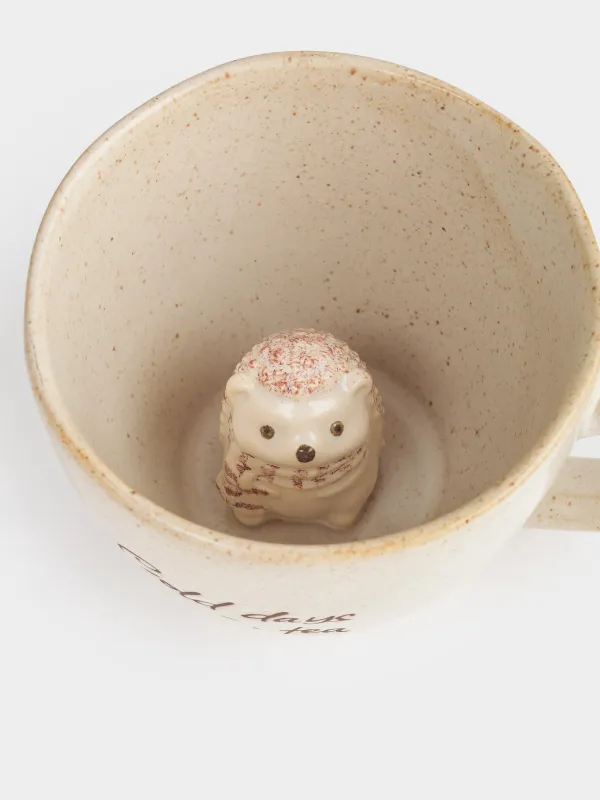 Кружка, 370 мл, керамика R, молочная, в крапинку, Еж внутри, Delicia, image-4