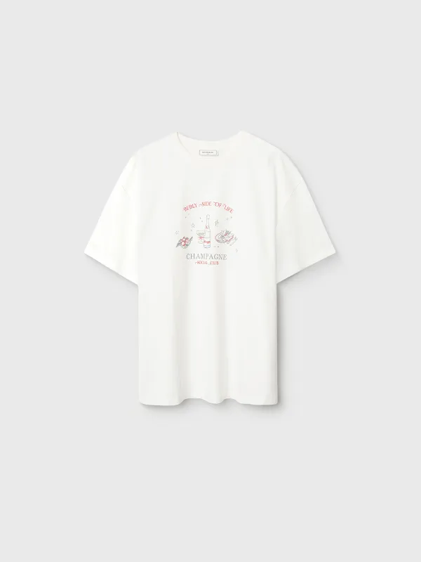 Әйелдер футболкасы, өлшемі S, мақта, сүт түстес, Жаңа жылдық тілектер тізімі, Limva, image-6