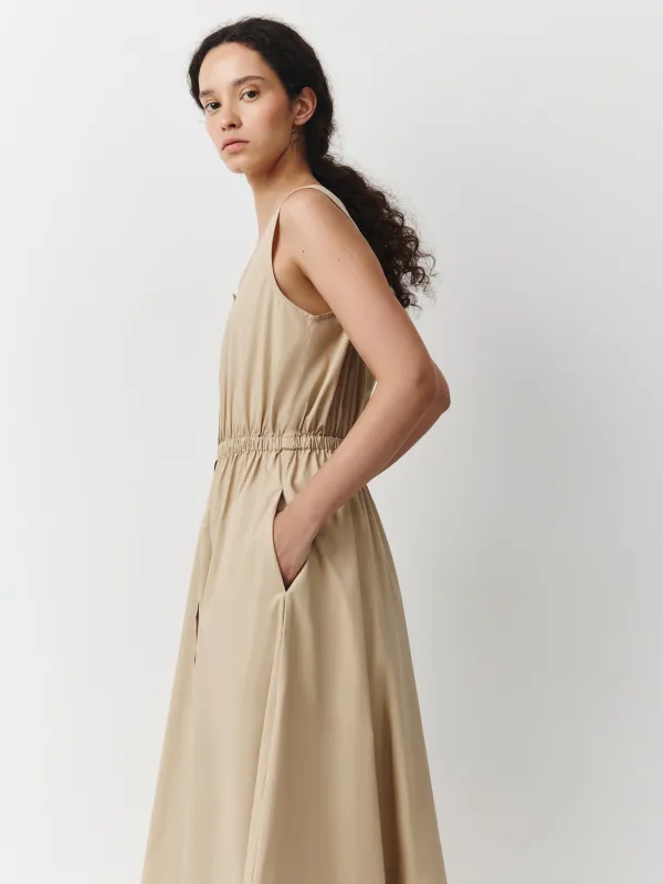 Әйелдер көйлегі, миди, өлшемі XS, мақта, түймелері бар, сарғылт-қоңыр, Selma, image-2