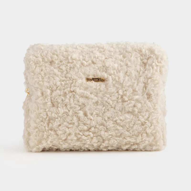 Косметичка, 26х19 см, искусственный мех, молочная, Curled