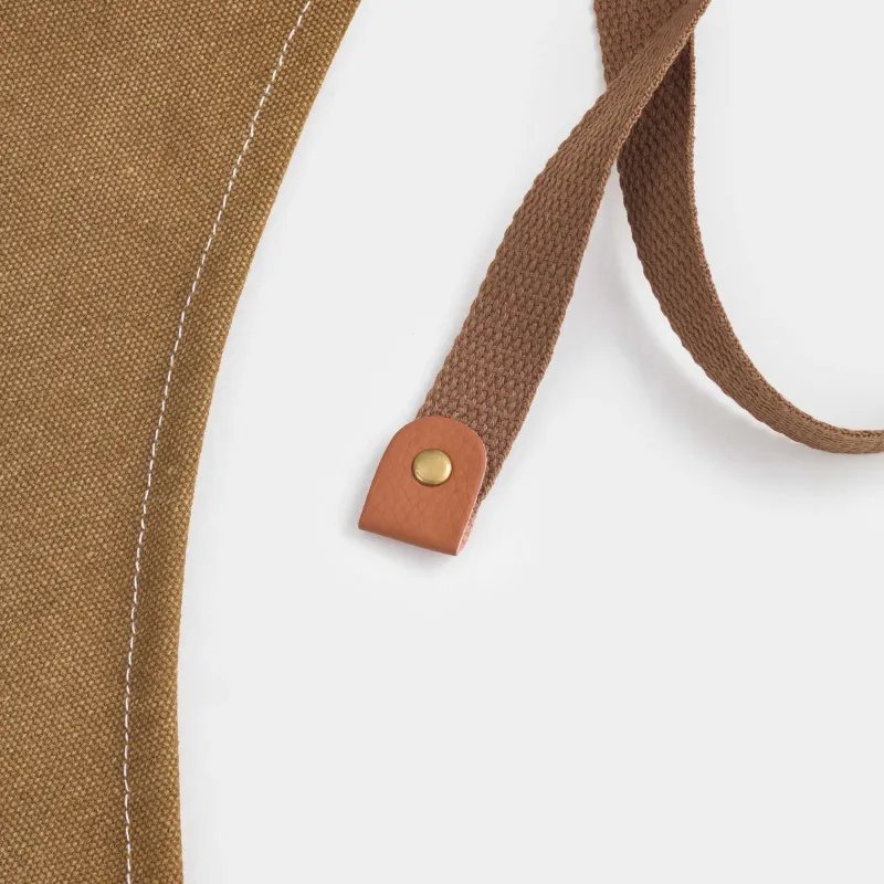 Алжапқыш, 58х78 см, қалталары бар, ұстағышы бар, брезент/жасанды былғары, қоңыр, BBQ, image-4