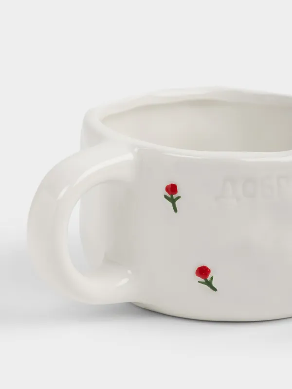 Кружка, 480 мл, керамика D, молочная, Доброе утро, Crumple flower, image-2