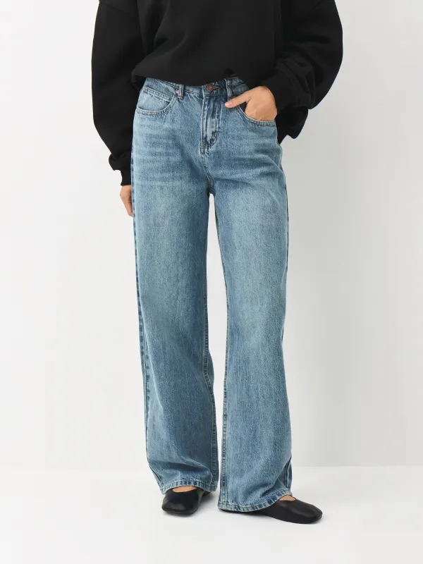 Әйелдер джинс шалбары, өлшемі 46, орташа белді, мақта/вискоза, көк, Straight Fit, Tiksma, image-0