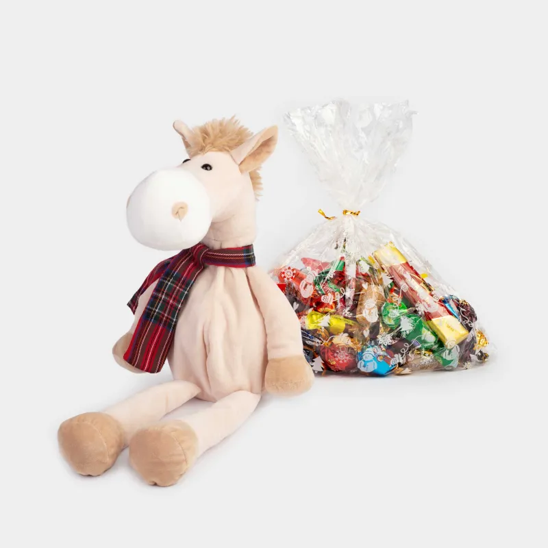 Кәмпит салынған ойыншық-қап, 30 см, 300 гр, ассорти, Жылқы, Sweet christmas