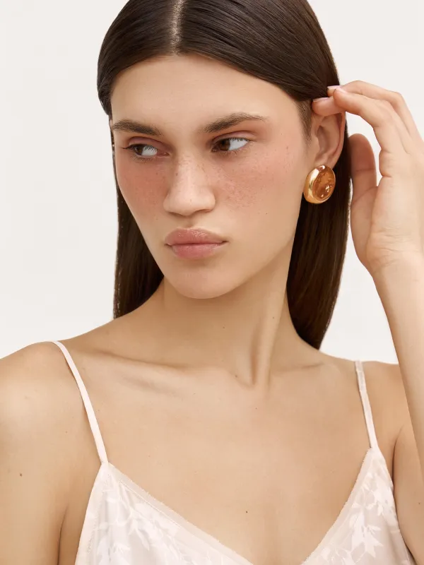 Пуссет сырғалары, 3 см, 2 дана, металл, алтын, Jewelry, image-3