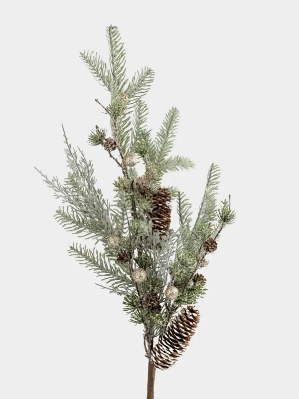 Сәндік бұтақ, 83 см, пластик/полиэстер, Шампан жидектері мен шырша бүршіктері, Conifer champagne, image-1