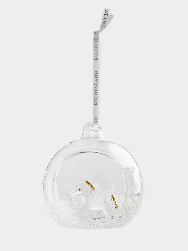 Шырша ойыншығы, 8 см, шыны, Шар ішіндегі жылқы, Ball shape, image-1