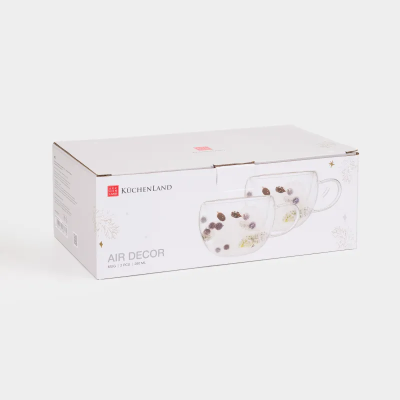 Саптыаяқ, 280 мл, 2 дана, шыны Б, ішінде шырша бұтақтары, бүршіктері мен жидектері бар, Air decor, image-3