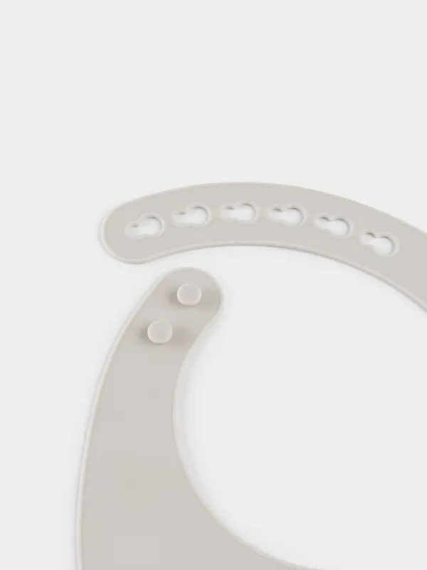 Нагрудник, детский, 30х21см, с карманом, силикон, серый, Kiddy, image-4