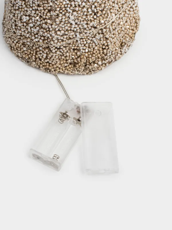 Шырша-конус, 60 см, жарықтандырылған, металл, шампан, Қарлы шырша, Frosty sparks, image-3