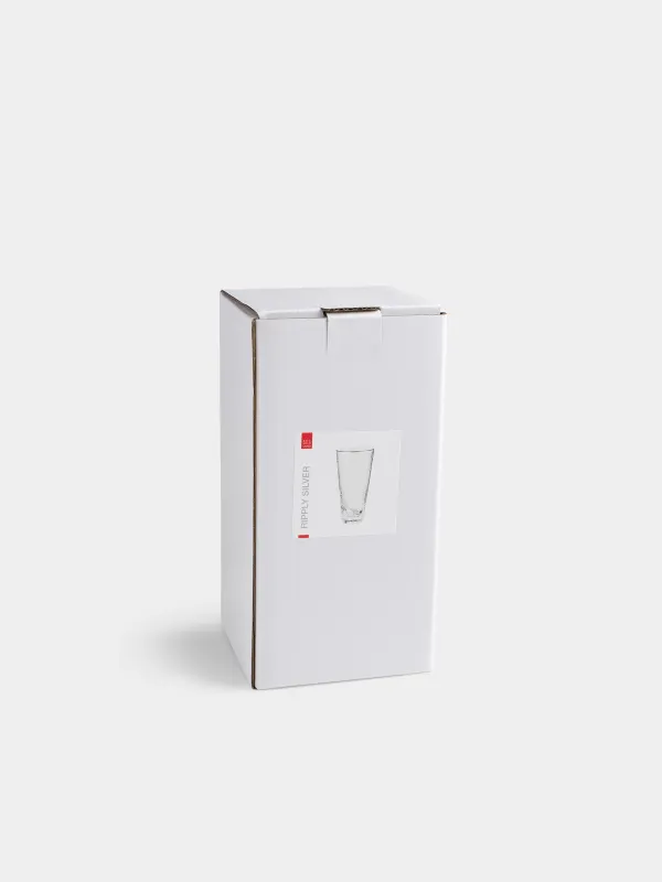 Стақан, 17 см, 450 мл, шыны, күміс жиегі бар, Ripply silver, image-4