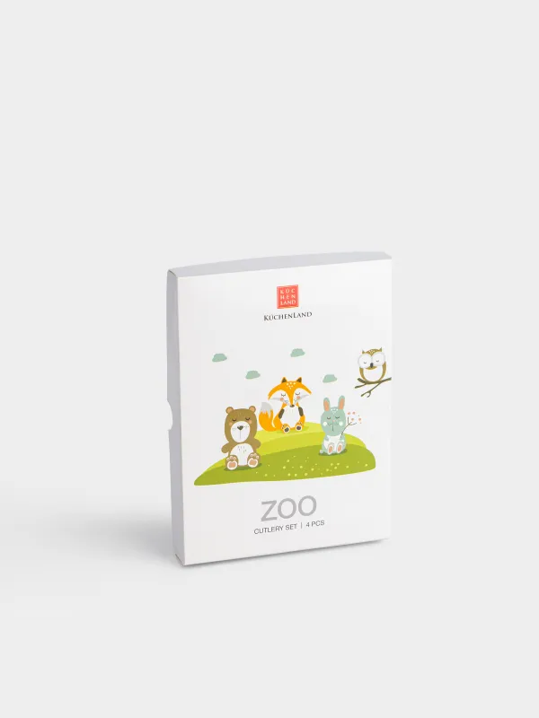 Столовые приборы, детские, 1 перс, 4 пр, сталь, Животные, Little pet, image-2