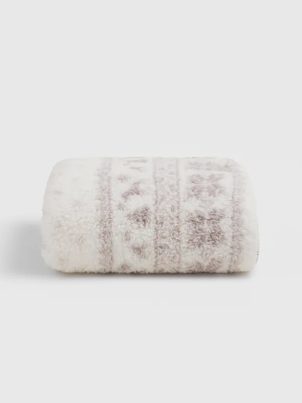 Плед, 130х170 см, шерпа, молочно-бежевый, Узоры, Sherpa, image-5