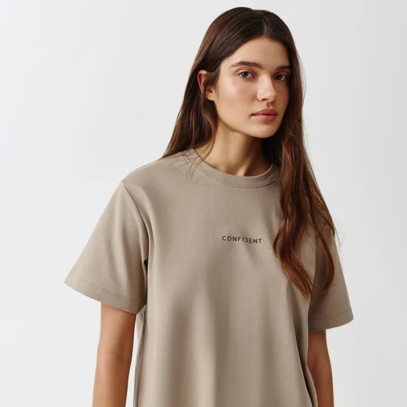 Әйелдер футболкасы, өлшемі L, мақта, сарғылт-қоңыр, Creative, Blanche, image-0