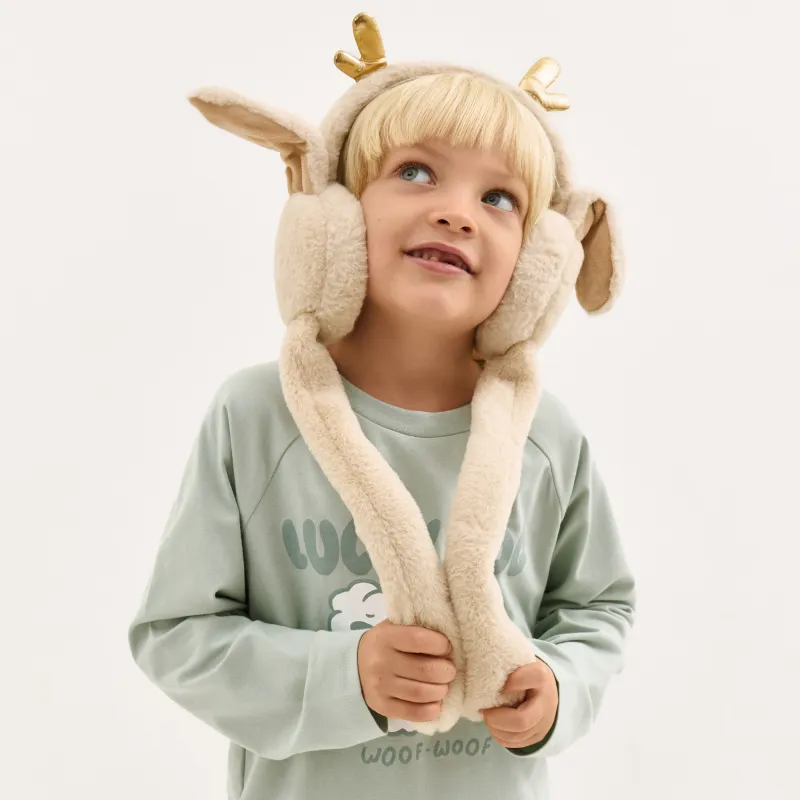 Үлбірлі құлаққаптар, 13х20 см, құлақтары көтеріледі, жасанды үлбір, сарғылт-қоңыр, Rabbit