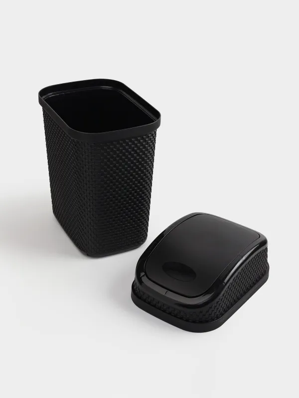 Қоқыс контейнері, 10 л, пластик, тікбұрышты, қара, Nickel, image-4