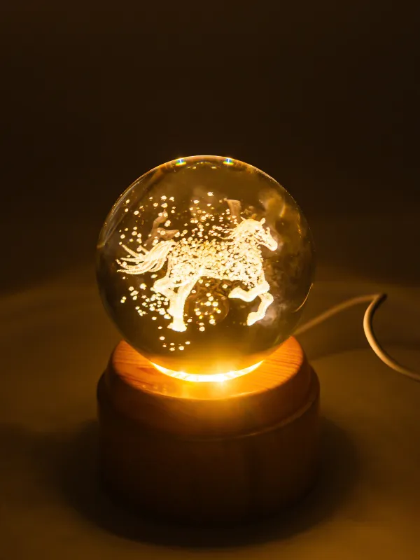 Светильник декоративный, 13 см, с подсветкой, вращающийся, стекло/пластик, Конь, Illumination, image-5