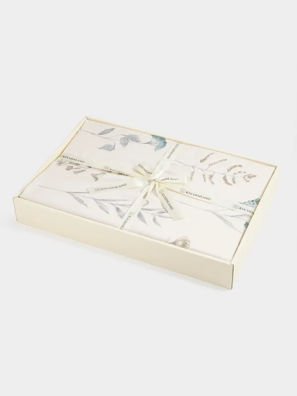 КПБ евро, тенсель 300 ТС, молочный, Цветы с ягодами, Tencel, image-5