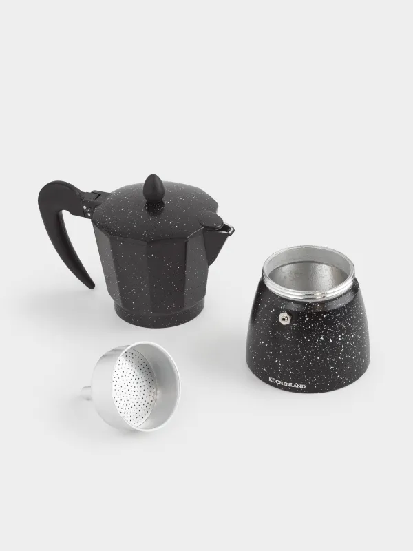 Гейзерлі кофеқайнатқыш, 300 мл, алюминий/пластик, қара, дақты, Espresso, image-4