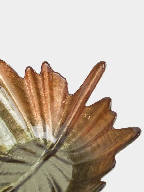 Жеміс вазасы, 34х28х16 см, шыны, кәріптас-жасыл, Жапырақ, Leaves, image-1