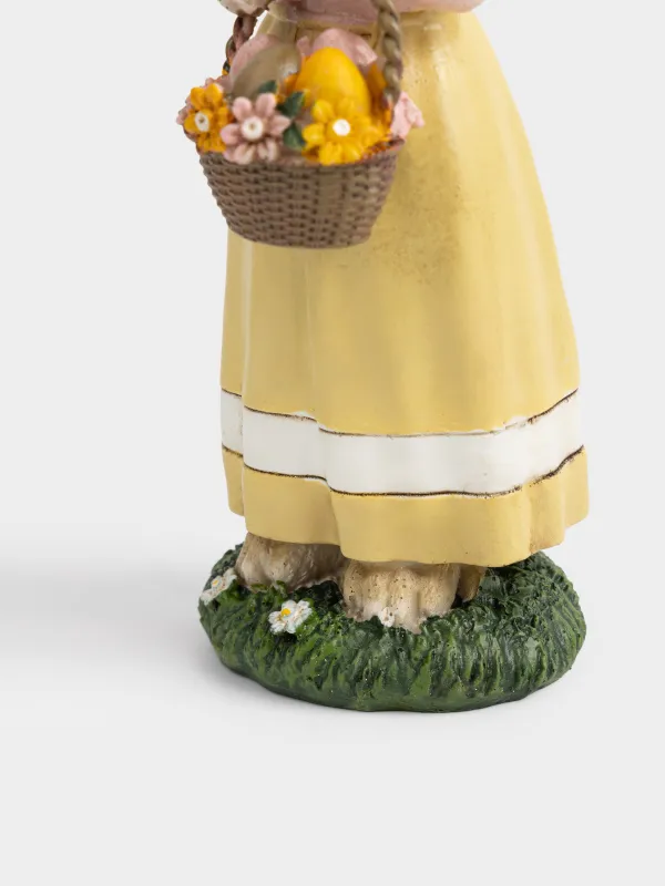 Мүсінше, 15 см, полирезин, қоңыр және көгілдір, Гүлдері бар қоян ханым, Silver age, image-3