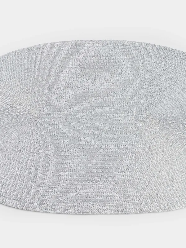 Салфетка под приборы, 30х45 см, полиэстер, овальная, серебристая, Rotary shine, image-2