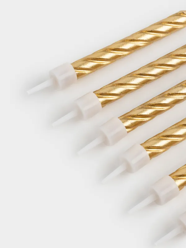 Тортқа арналған шам, 8 см, 6 дана, жіңішке, шампан, Шиыршық, Birthday party, image-2