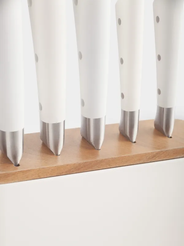 Пышақтар жинағы, 5 зат, тұғырда, болат/пластик, сүт түстес, Clarent, image-1