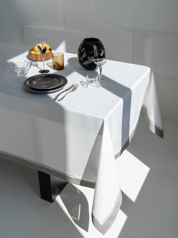 Скатерть, 170х250 см, полиэстер, бело-серая, Milky way, image-7