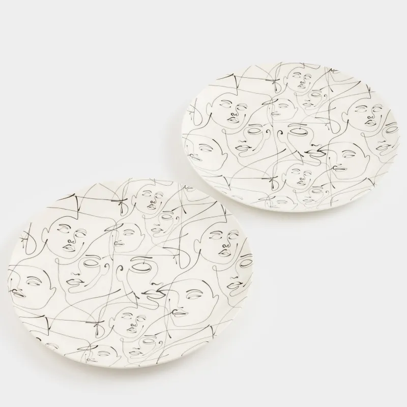 Түскі ас тәрелкесі, 27 см, 2 дана, фарфор N, сүт түстес, Абстрактті беттер, Face, image-0