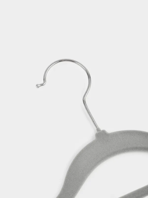 Иықағаш-ілгіш, 41 см, 4 дана, галстуктерге/белдіктерге арналған ілмегі бар, флок, сұр, Household, image-3