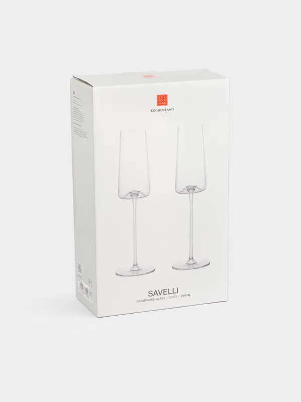 Шампан бокалы, 230 мл, 2 дана, шыны, Savelli, image-4