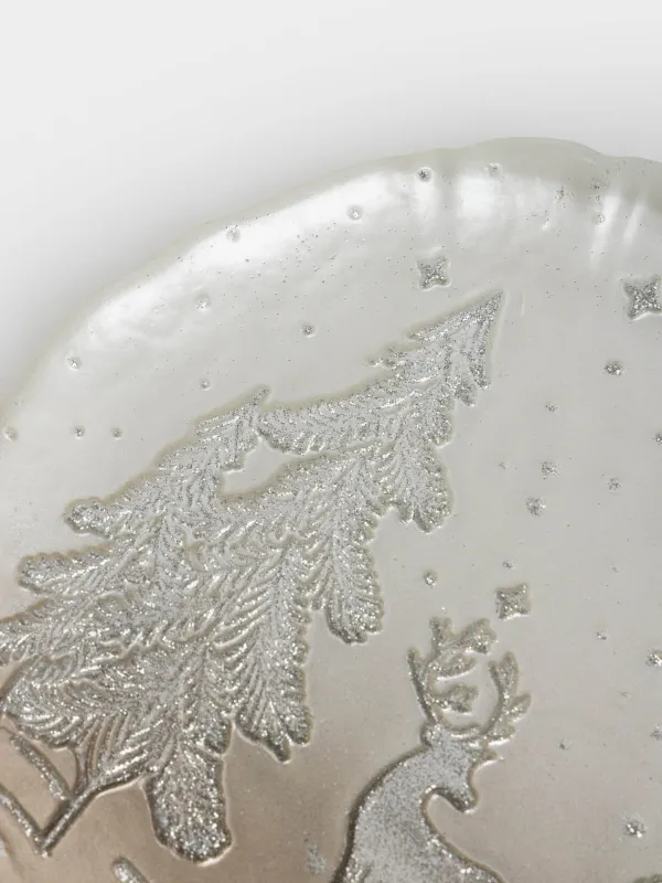 Ыдыс, 20х2 см, шыны, сүт және қола түстес, Ормандағы бұғы, Brumal, image-3