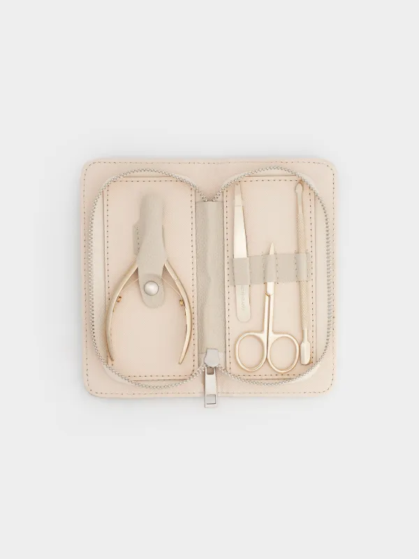 Маникюр жиынтығы, 4 зат, құтыда, болат/полиуретан, алтын, Manicure gold, image-0